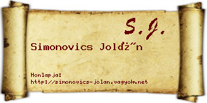 Simonovics Jolán névjegykártya